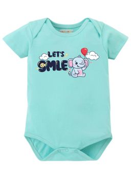 BLUSHES - Half Sleeves Lets Smile Text Topography Onesies - Sea Green