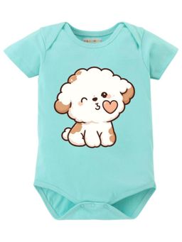 BLUSHES - Half Sleeves Sweet Dog Graphic Onesies - Sea Green