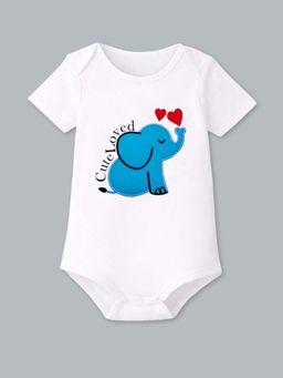BLUSHES - Half Sleeves Cute Loved Text Graphic Onesies - White