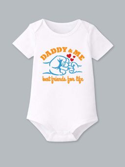 BLUSHES - Half Sleeves Daddy And Me Text Typography Onesies - White