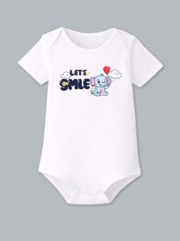BLUSHES - Half Sleeves Lets Smile Text Topography Onesies - White