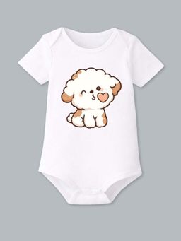 BLUSHES - Half Sleeves Sweet Dog Graphic Onesies - White