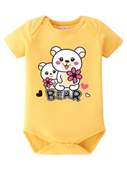 BLUSHES - Half Sleeves Bear Text Graphic Onesies - Yellow