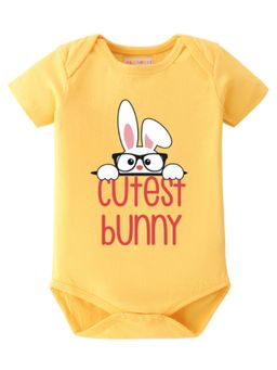 BLUSHES - Half Sleeves Cutest Bunny Text Graphic Onesies - Yellow