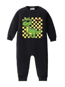 BLUSHES - Full Sleeves Dinosaur Graphic Romper - Black