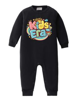 BLUSHES - Full Sleeves Kids Era Text Print Graphic Romper - Black