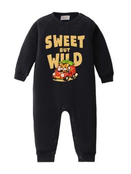 BLUSHES - Full Sleeve Sweet But Wild Text Romper - Black