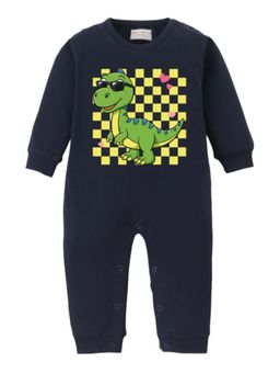 BLUSHES - Full Sleeves Dinosaur Graphic Romper - Navy Blue