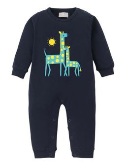 BLUSHES - Full Sleeves Giraffe Graphic Romper - Navy Blue
