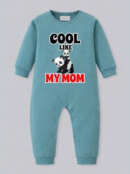 BLUSHES - Full Sleeves Cool Like My Mom Text Print Typography Romper - Blue