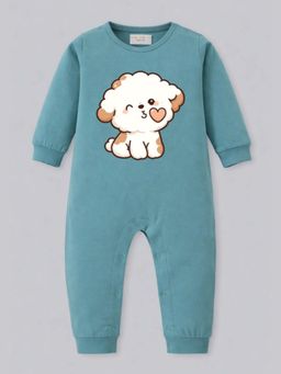 BLUSHES - Full Sleeves Sweet Dog Graphic Romper - Blue