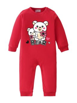 BLUSHES - Full Sleeves Bear Text Graphic Romper - Red