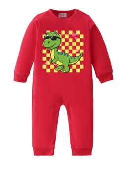 BLUSHES - Full Sleeves Dinosaur Graphic Romper - Red
