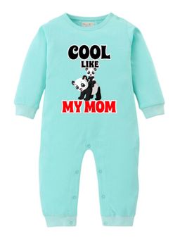BLUSHES - Full Sleeves Cool Like My Mom Text Print Typography Romper - Sea Green