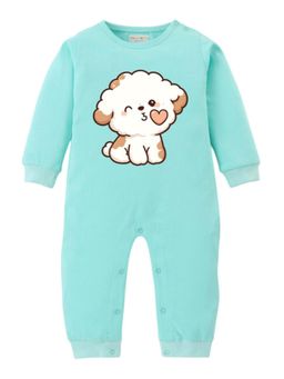 BLUSHES - Full Sleeves Sweet Dog Graphic Romper - Sea Green