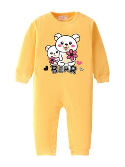 BLUSHES - Full Sleeves Bear Text Graphic Romper - Yellow