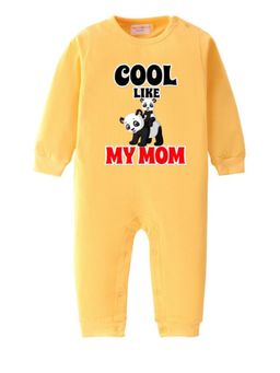 BLUSHES - Full Sleeves Cool Like My Mom Text Print Typography Romper - Yellow