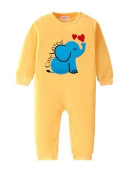 BLUSHES - Full Sleeves Cute Loved Text Graphic Romper - Yellow
