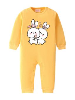 BLUSHES - Full Sleeves Two Rabbits Graphic Romper - Yellow