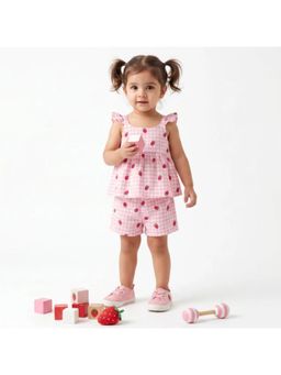 SWEETLIME BY AS - Organic Cotton Strawberry Bliss Baby Girl Top & Shorts Set - Pink