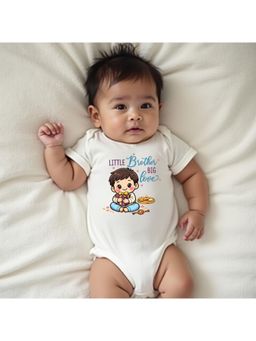 KNITROOT - Raksha Bandhan Theme Little Brother Big Love Onesie - White