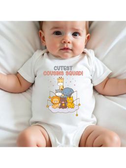 KNITROOT - Raksha Bandhan Theme Cutest Cousins Squad Onesie - White