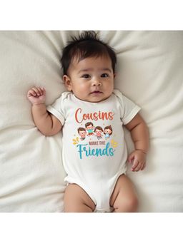 KNITROOT - Raksha Bandhan Theme Cousins Make The Friends Onesie - White
