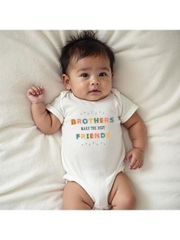 KNITROOT - Raksha Bandhan Theme Brothers Make The Best Friends Onesie - White