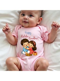 KNITROOT - Raksha Bandhan Theme Happy Raksha Bandhan! Onesie - Pink