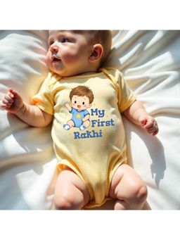KNITROOT - Raksha Bandhan Theme My First Rakhi Onesie - Yellow