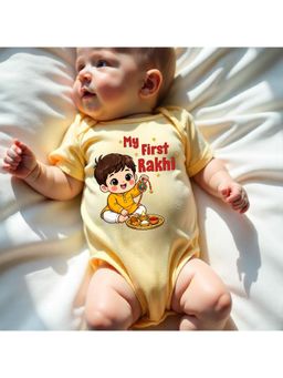 KNITROOT - Raksha Bandhan Theme My First Rakhi Onesie -Yellow