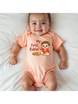 KNITROOT - Raksha Bandhan Theme My First Rakhi Onesie - Peach