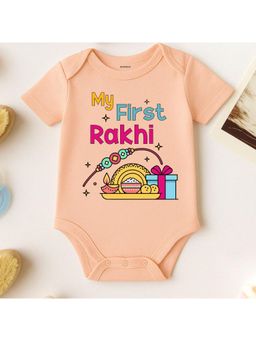 KNITROOT - Raksha Bandhan Theme My First Rakhi Onesie - Peach
