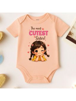 KNITROOT - Raksha Bandhan Theme The Most Cutest Sister! Onesie - Peach
