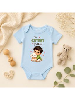KNITROOT - Raksha Bandhan Theme The Cutest Brother Onesie - Blue
