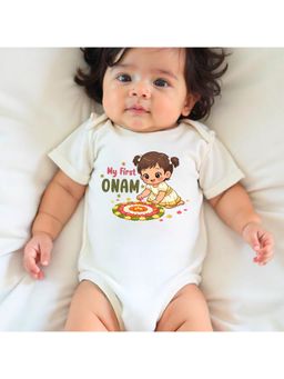 KNITROOT - Onam Theme My First Onam Onesie - White