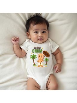 KNITROOT - Onam Theme My First Onam Onesie - White