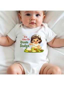 KNITROOT - Onam Theme It's Time For Onam Sadya Onesie - White