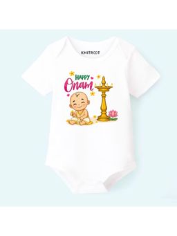 KNITROOT - Onam Theme My Favourite Vibe Is The Onam Vibe! Onesie - White