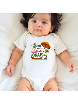 KNITROOT - Onam Theme Born To Celebrate Onam Onesie - White