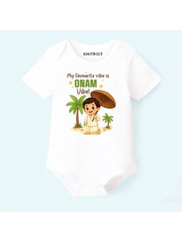 KNITROOT - Onam Theme My Favourite Vibe Is The Onam Vibe! Onesie - White