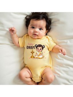 KNITROOT - Onam Theme Happy Onam Onesie - Yellow