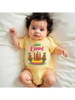 KNITROOT - Onam Theme Happy Onam Onesie - Yellow
