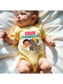 KNITROOT - Onam Theme Onam Ashamsakal Onesie - Yellow
