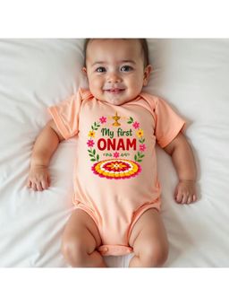 KNITROOT - Onam Theme My First Onam Onesie - Peach