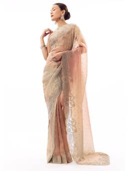 KALKI FASHION - Mauve Tissue Organza Stone Embellished Saree