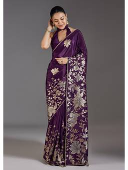 KALKI FASHION - Elegant Purple Dola Silk Zari Butti Saree