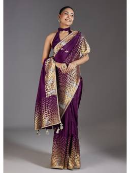 KALKI FASHION - Purple Dola Silk Zari Butti Saree