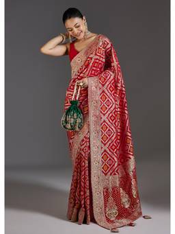 KALKI FASHION - Red Khaddi Georgette Saree