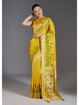 KALKI FASHION - Yellow Dola Silk Saree
